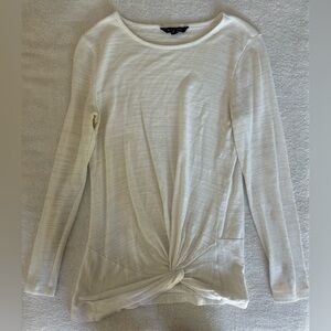 Banana Republic Cream Twist-Front Long Sleeve Top
